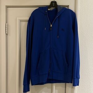 Burberry Men's Blue Hoodie Sweater, Size Xl